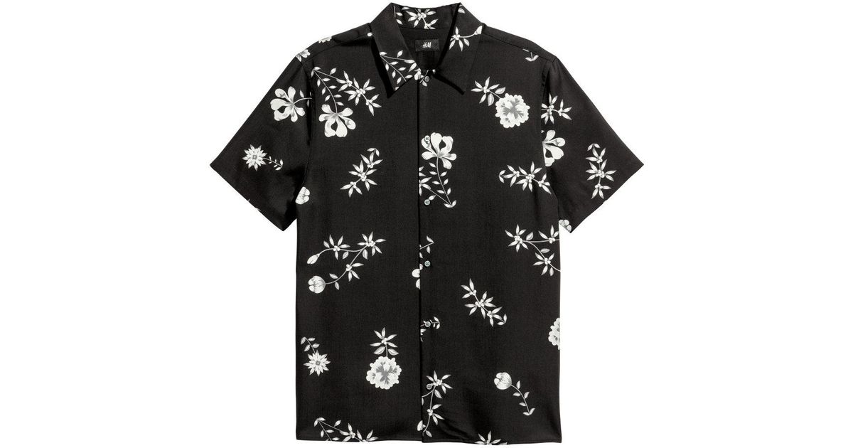 Lyocell short-sleeved shirt - Black/Floral - Men | H Lyocell short-sleeved shirt - Black/Floral - Men | H